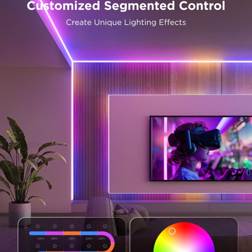 Govee - LED RGBICW Himmennettävä nauha COB 3780 diodes 3m Wi-Fi Matter