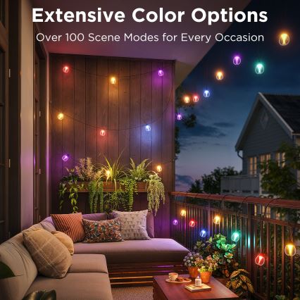 Govee - LED RGBICW Himmennettävä ulko koristeellinen ketju LED/24W/230V IP67 2700-6500K Wi-Fi