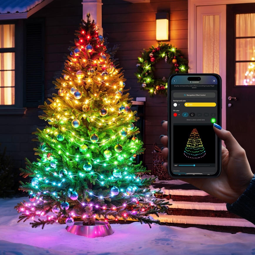 Govee - LED RGBICW Ulkokäyttöinen jouluvaloketju 2700-6500K 20m Wi-Fi Matter IP65