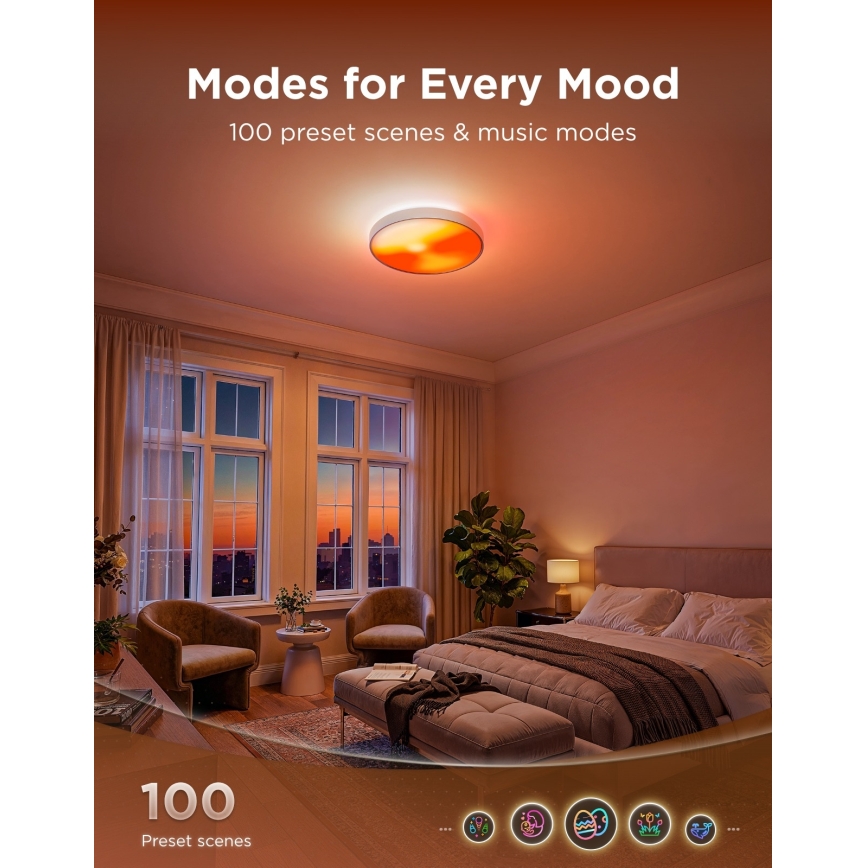 Govee - LED RGBICWW Himmennettävä kattovalaisin LED/55W/230V halkaisija 53 cm Matter Wi-Fi