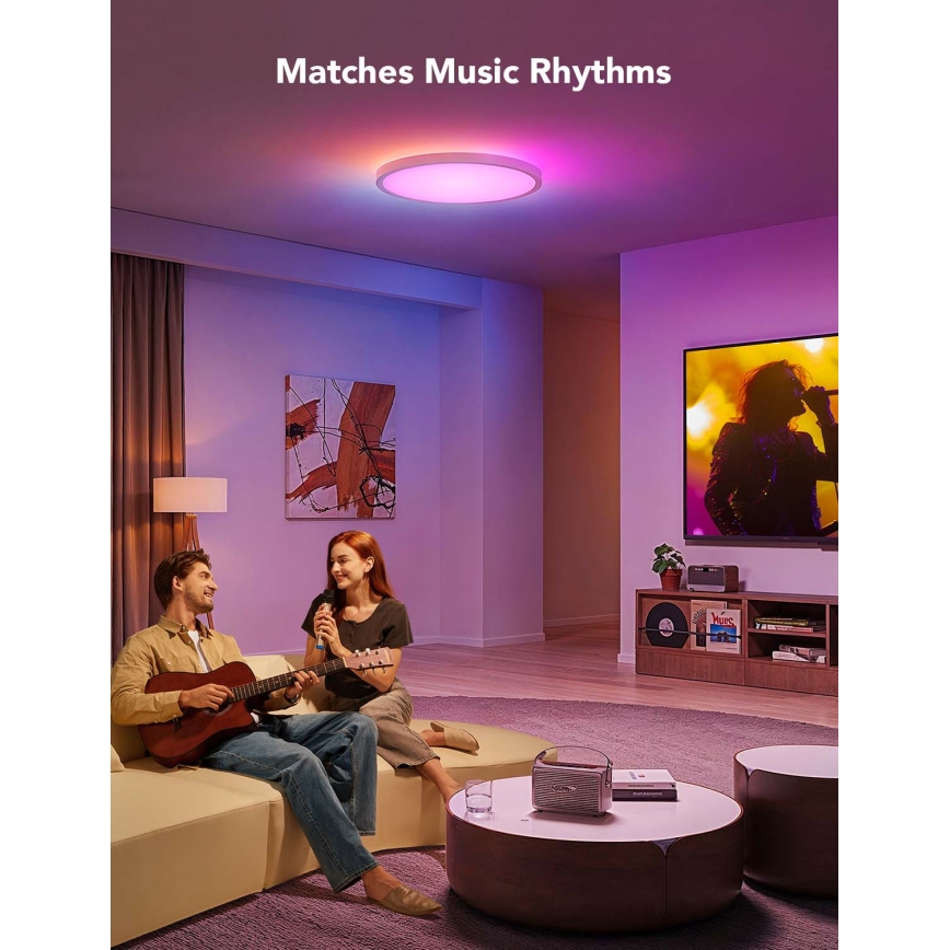 Govee - LED RGBICWW Himmennettävä kattovalaisin LED/29W/230V Ø 30 cm mattapintainen Wi-Fi