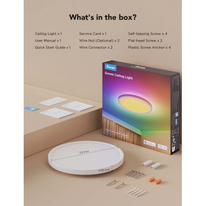 Govee - LED RGBICWW Himmennettävä kattovalaisin LED/29W/230V Ø 30 cm mattapintainen Wi-Fi