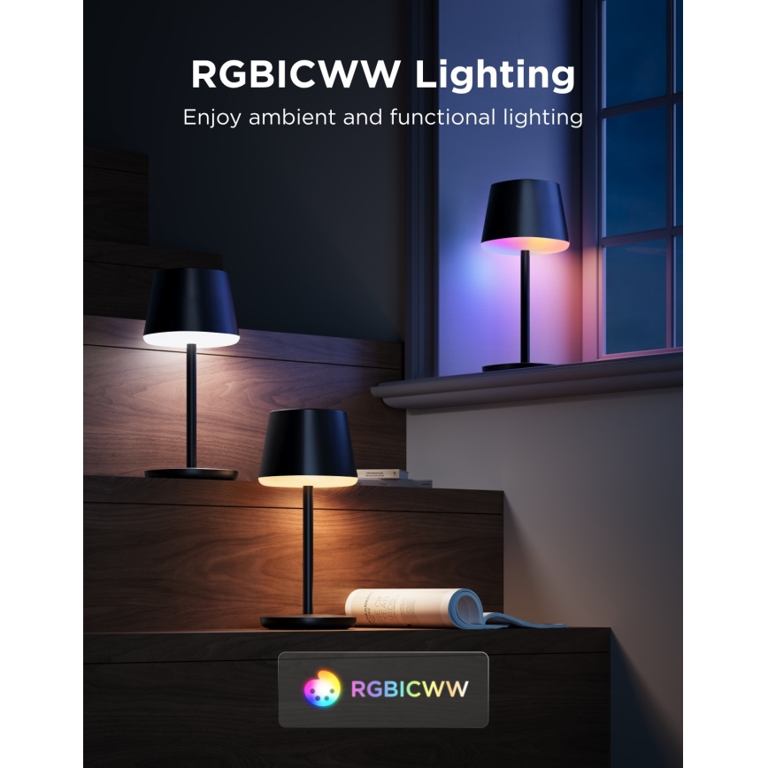 Govee - LED RGBICWW Himmennettävä pöytälamppu CLASSIC MATTER LED/10W/5V 4800mAh Wi-Fi