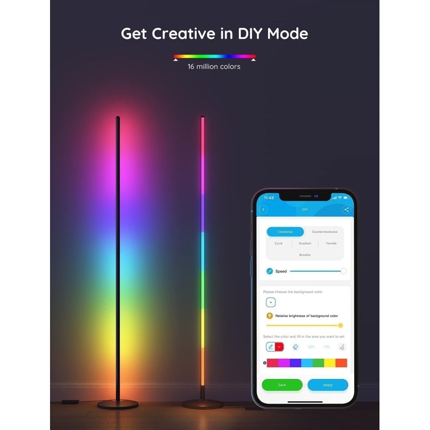 Govee - himmennettävä LED RGBW-lattiavalaisin LITE MATTER LED/24W/230V Wi-Fi 36 cm