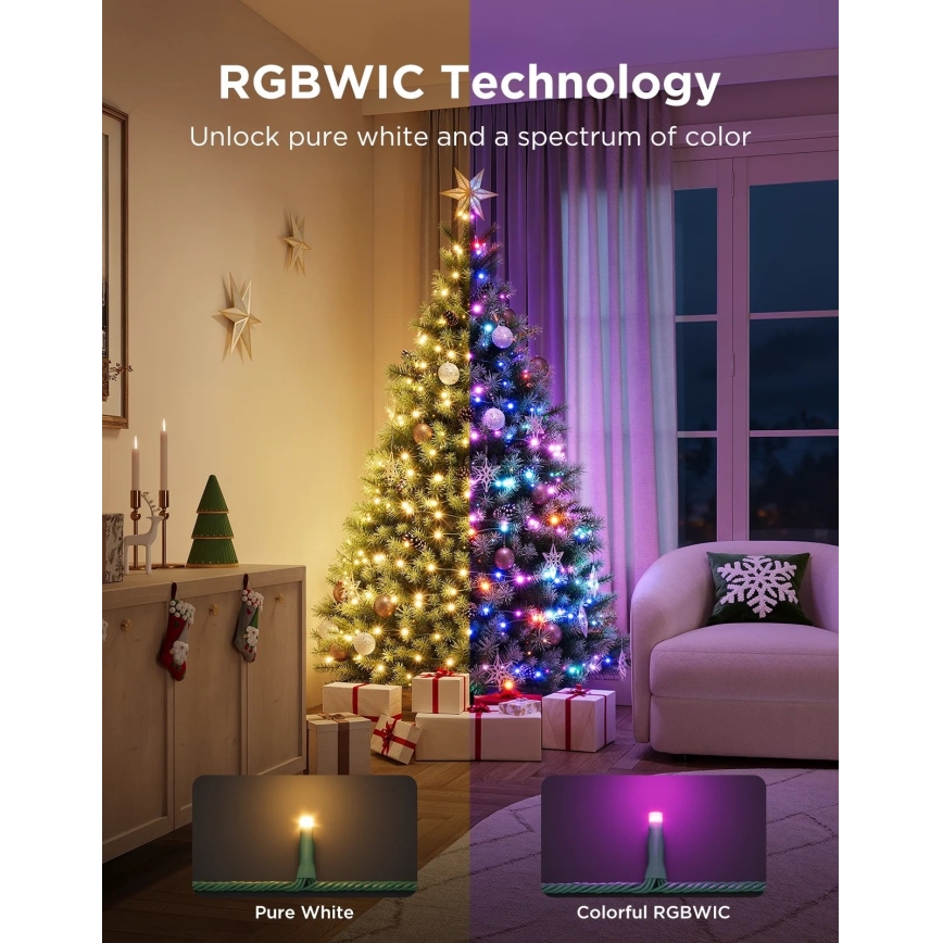 Govee - LED RGBWIC Ulkoiset jouluvalot 2700-6500K 30m Wi-Fi Matter IP65
