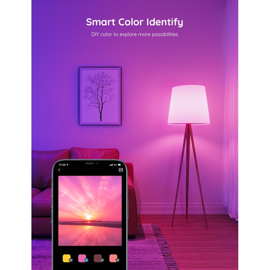 Govee - LED RGBWW himmennettävä älylamppu Smart MATTER E27/9W/230V 2700-6500K Wi-Fi