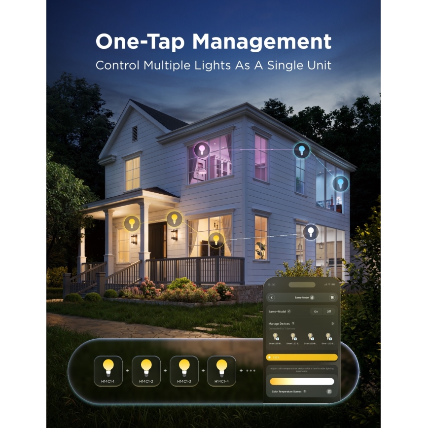 Govee - LED RGBWW Himmennettävä lamppu Smart MATTER G80 E27/5W/230V 2700-6500K Wi-Fi