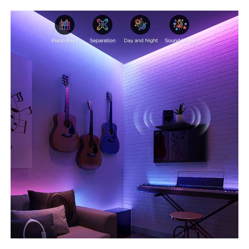 Govee - LED RGBWWIC Himmennettävä nauha Nauha Valaistus 2 Pro 5m Wi-Fi Matter