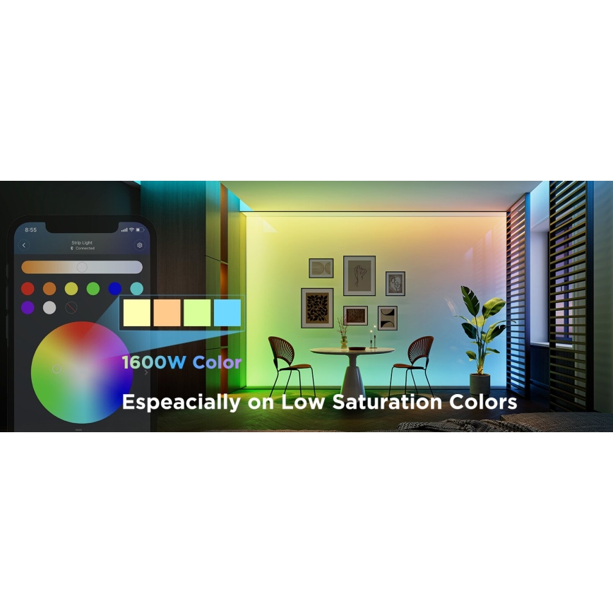 Govee - LED RGBWWIC Himmennettävä nauha Nauha Valaistus 2 Pro 5m Wi-Fi Matter