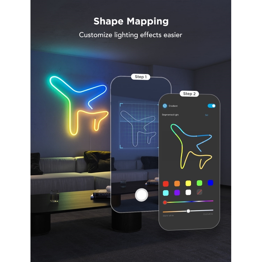 Govee - Neon 2 MATTER taipuisa 3m LED-valonauha RGBIC Wi-Fi