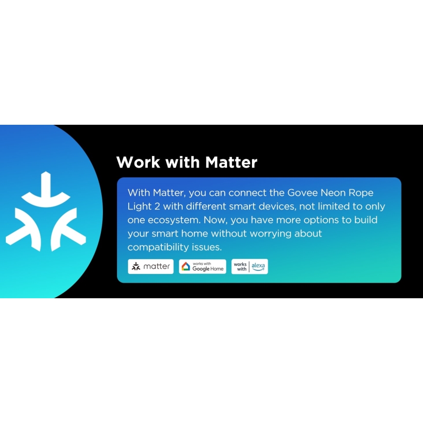 Govee - Neon 2 MATTER taivutettava LED-nauha 5m RGBIC Wi-Fi IP67