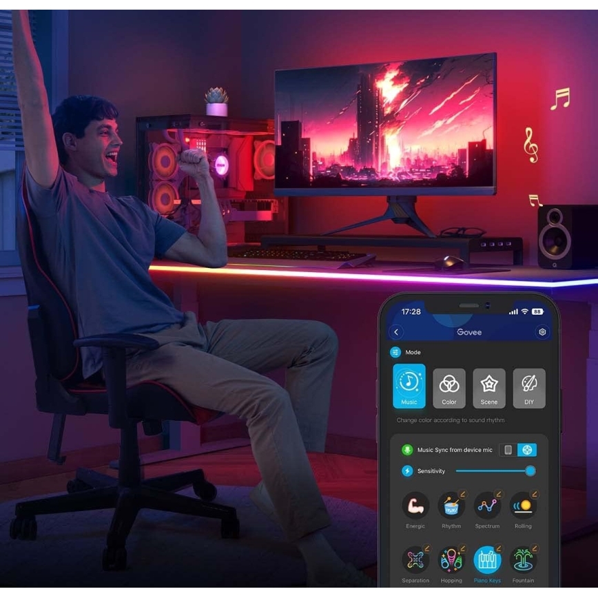 Govee - Neon LED pöydän taustavalo 3m RGBIC Wi-Fi