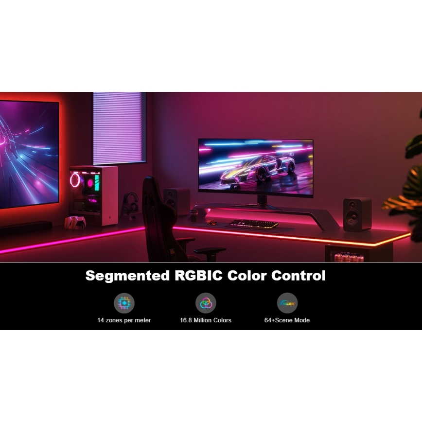 Govee - Neon LED pöydän taustavalo 3m RGBIC Wi-Fi