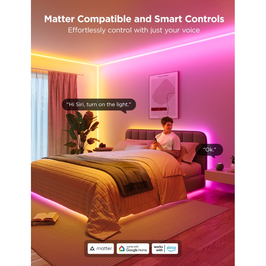 Govee - Neon MATTER LED kulmakisko 5m RGBIC Wi-Fi