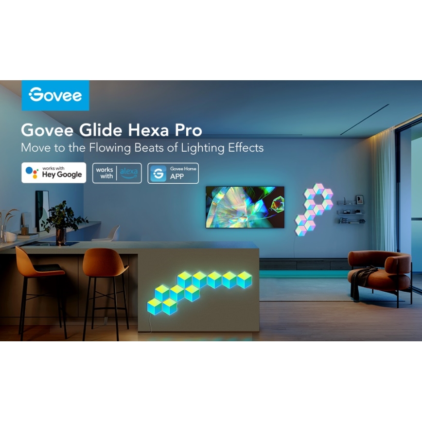 Govee - SETTI 10x LED-valo Glide Hexa Pro LED Smart RGBIC Wi-Fi