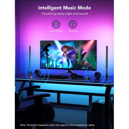 Govee - SETTI 2x Smart Gaming Wi-Fi LED RGBIC paneelit + Smart Dual musta + kaukosäädin