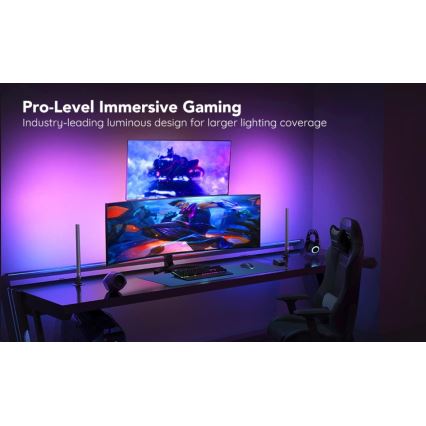Govee - SETTI 2x Smart Gaming Wi-Fi LED RGBIC paneelit + Smart Dual musta + kaukosäädin