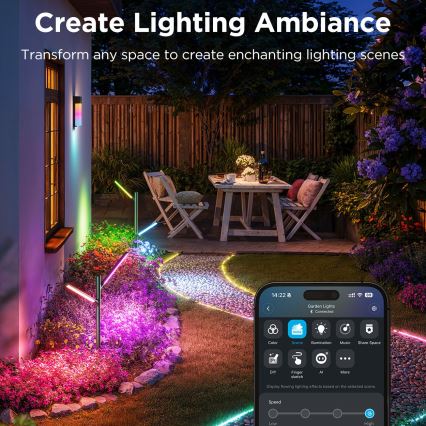 Govee - SETTI 2x LED RGBICWW Himmennettävä ulko lamppu LED/18W/230V IP66 2700-6500K Wi-Fi