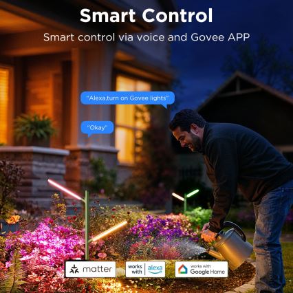 Govee - SETTI 2x LED RGBICWW Himmennettävä ulko lamppu LED/18W/230V IP66 2700-6500K Wi-Fi