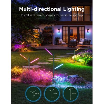 Govee - SETTI 2x LED RGBICWW Himmennettävä ulko lamppu LED/18W/230V IP66 2700-6500K Wi-Fi