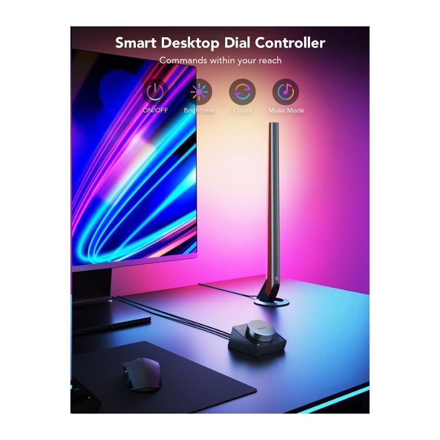 Govee - SETTI 2x Smart Gaming Wi-Fi LED RGBIC Panels + Smart Dual + kauko-ohjaus