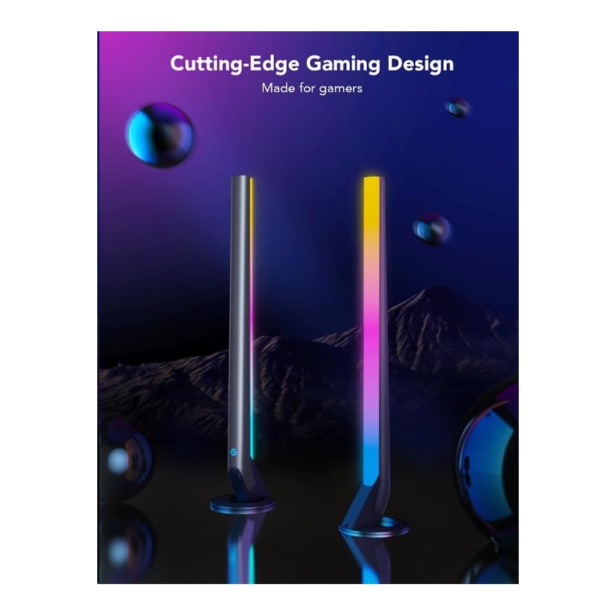 Govee - SETTI 2x Smart Gaming Wi-Fi LED RGBIC Panels + Smart Dual + kauko-ohjaus