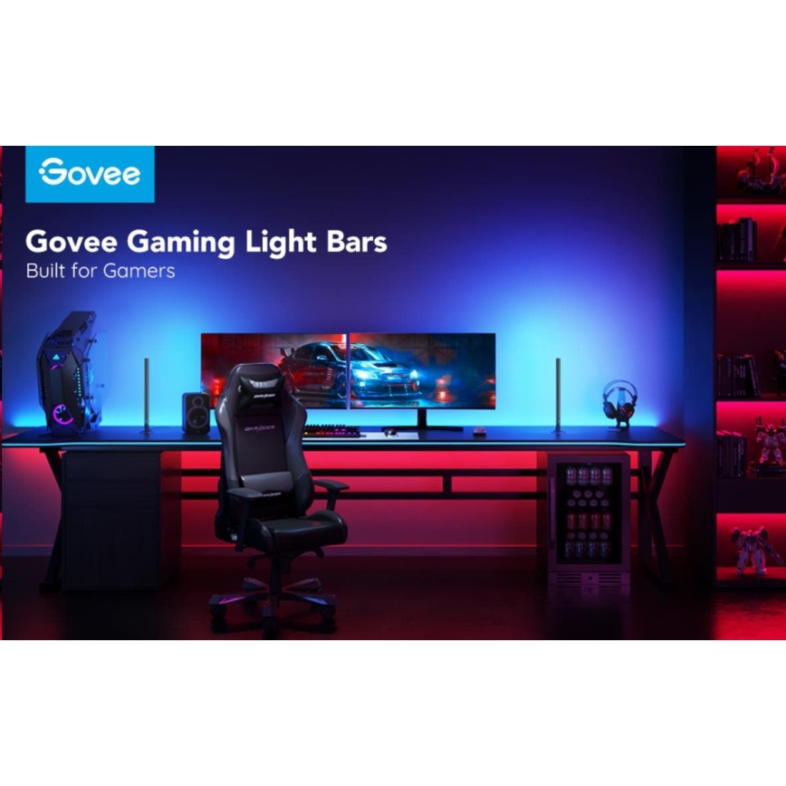 Govee - SETTI 2x Smart Gaming Wi-Fi LED RGBIC Panels + Smart Dual + kauko-ohjaus
