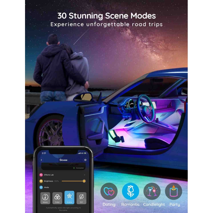 Govee - Smart LED auto valonauhat - RGBIC