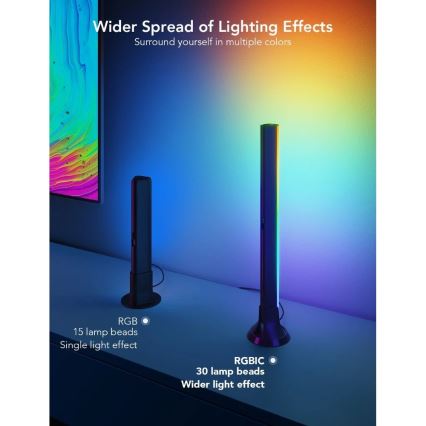 Govee - SMART LED RGBIC -paneeli 38 cm TV:lle 43-75 - 2 kpl Wi-Fi