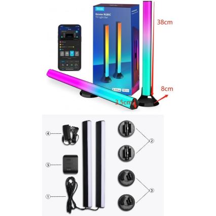 Govee - SMART LED RGBIC -paneeli 38 cm TV:lle 43-75 - 2 kpl Wi-Fi