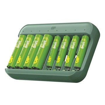 GP Charge & save -paristolaturi 4×AA/AAA 1300 mAh/650 mAh 5V