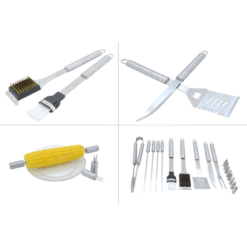 Grillausvälineet ruostumaton teräs kotelon kanssa 18 kpl