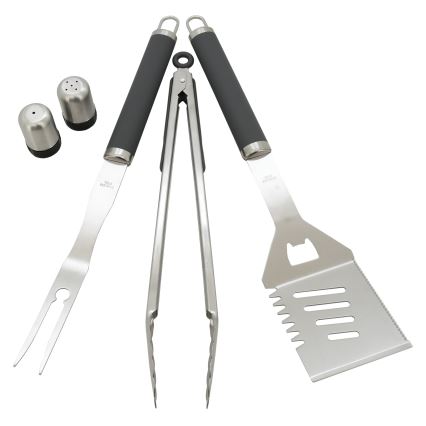 Grillivälineet ruostumatonta terästä 7 kpl + esiliina