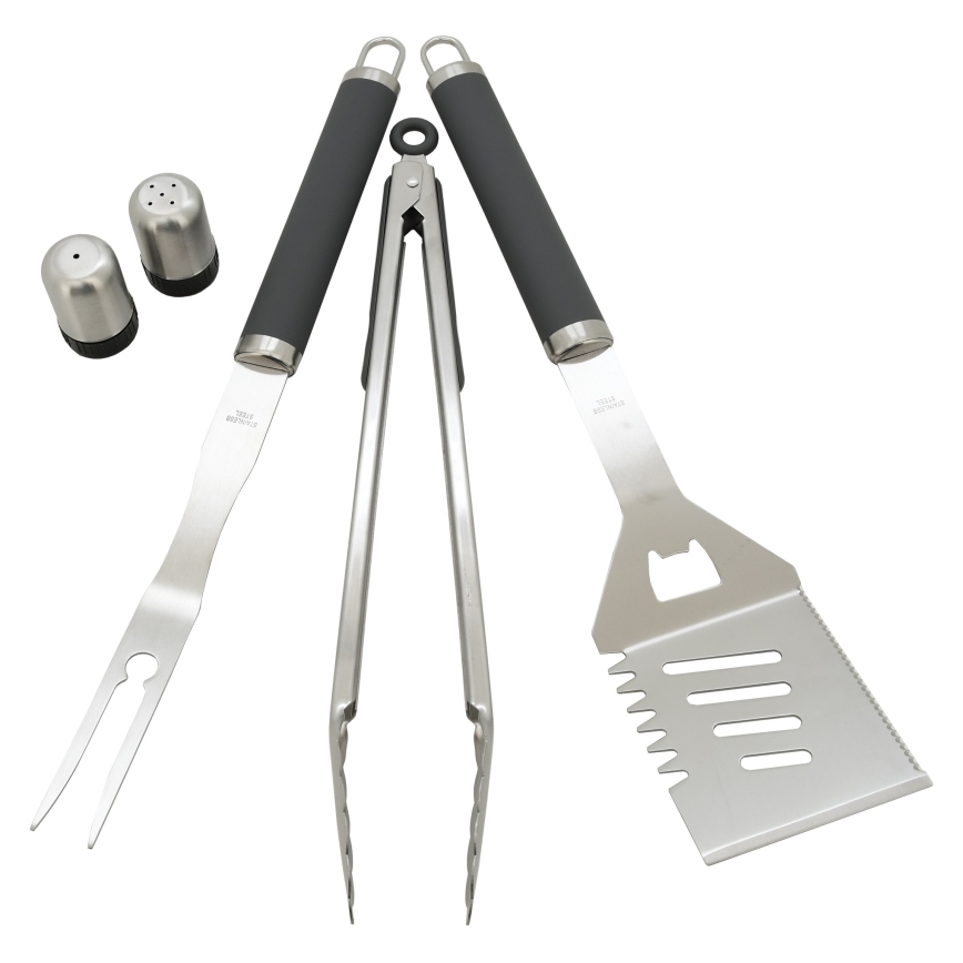 Grillivälineet ruostumatonta terästä 7 kpl + esiliina