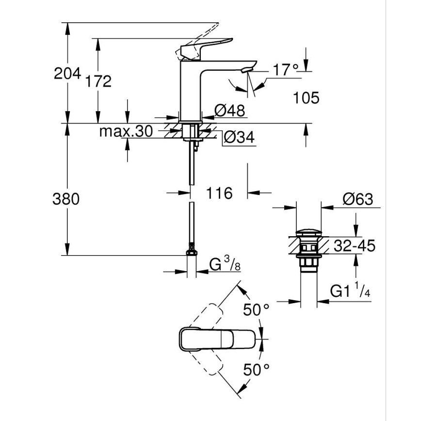 GROHE 1018330000 - Pesuallashana DICE M kiiltävä kromi