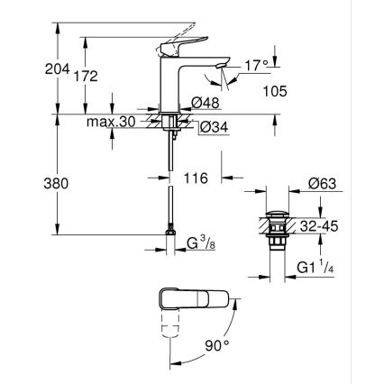 GROHE 1018362430 - Pesuallashana DICE M musta