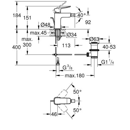 GROHE 1018772430 - DICE-bidetihana musta