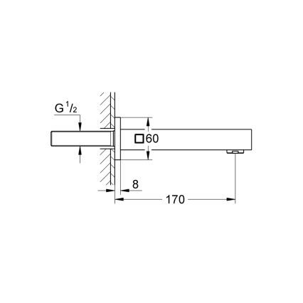 GROHE 13303000 - Ammeen tyhjennysventtiili EUROCUBE 170 mm, kiiltävä kromi