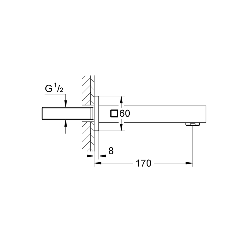 GROHE 13303000 - Ammeen tyhjennysventtiili EUROCUBE 170 mm, kiiltävä kromi