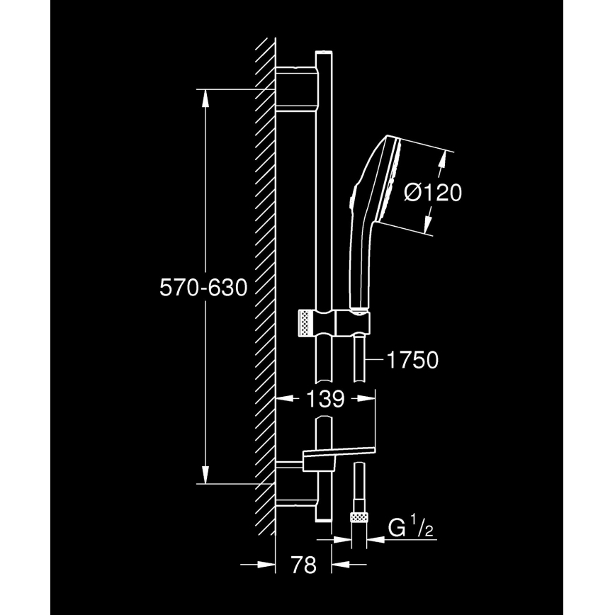 GROHE 134866AL00 - Suihkusetti VITALIO JOY+ 120 mm grafiitti