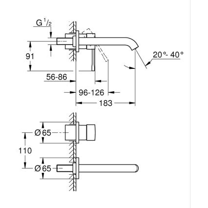 GROHE 19408GL1 - ESSENCE 183 mm kaksireikäinen pesuallashana, kultainen