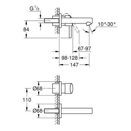 GROHE 19575001 - CONCETTO 147 mm kaksireikäinen pesuallashana, kiiltävä kromi
