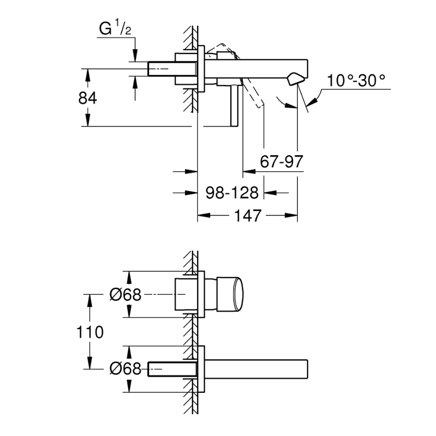 GROHE 19575001 - CONCETTO 147 mm kaksireikäinen pesuallashana, kiiltävä kromi