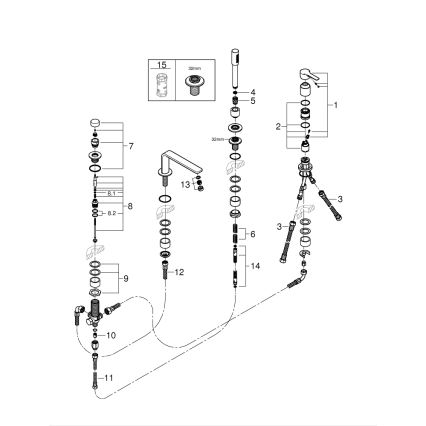 GROHE 19577001 - LINEARE nelireikäinen ammehana, kiiltävä kromi