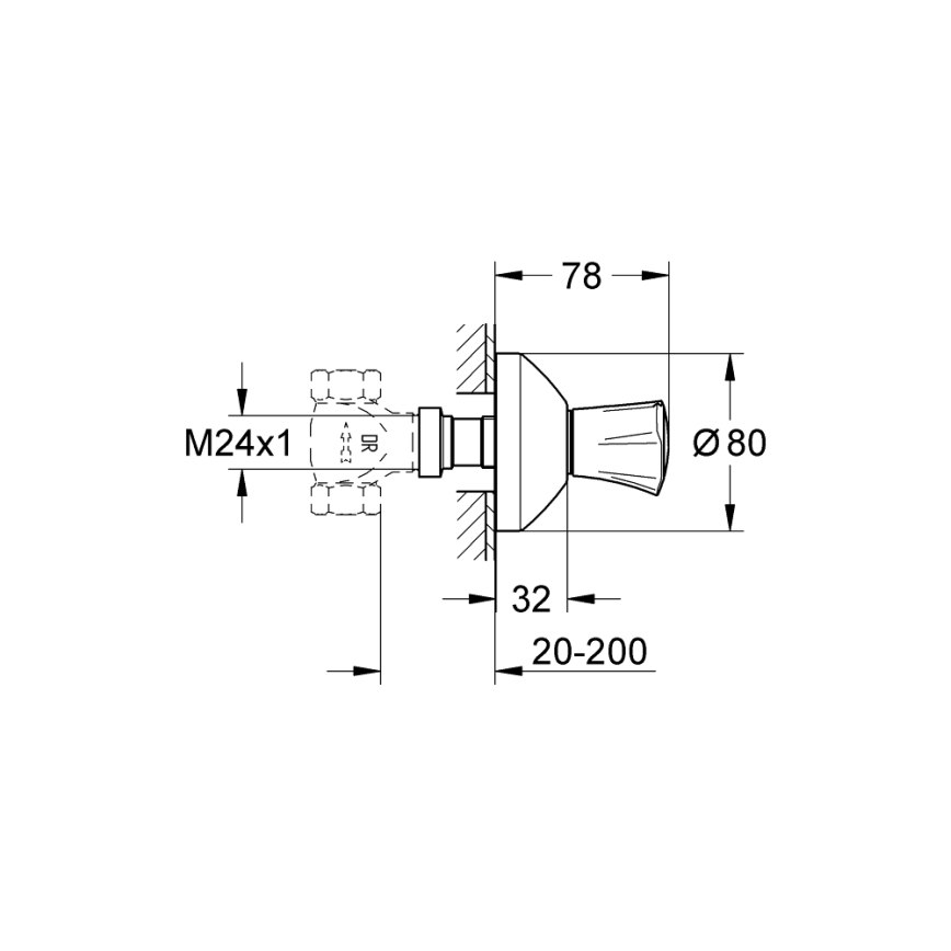 GROHE 19806001 - COSTA L 20-200 mm piilotetun venttiilin kansiosa, kiiltävä kromi