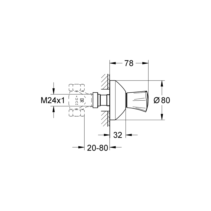 GROHE 19809001 - COSTA L - piilotetun venttiilin viimeistelyosa, kiiltävä kromi