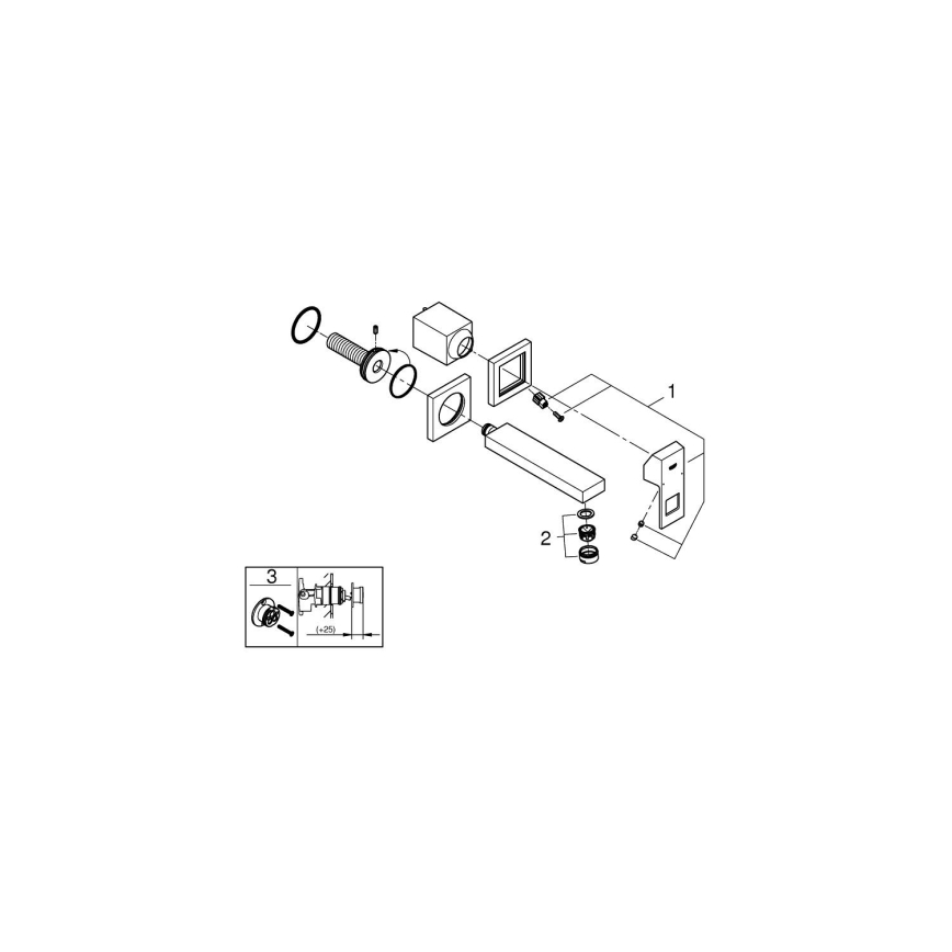 GROHE 19895000 - EUROCUBE 171 mm 2-reikäinen pesuallashana, kiiltävä kromi