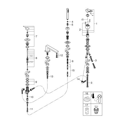 GROHE 19897001 - EUROCUBE nelireikäinen ammehana, kiiltävä kromi