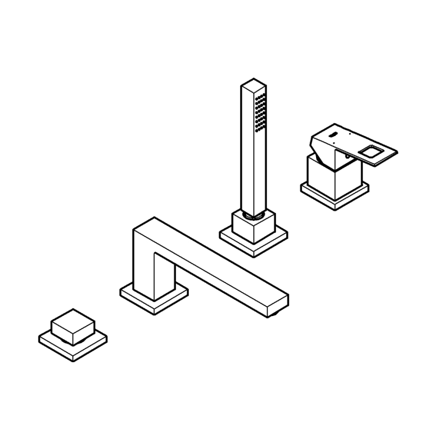 GROHE 19897001 - EUROCUBE nelireikäinen ammehana, kiiltävä kromi