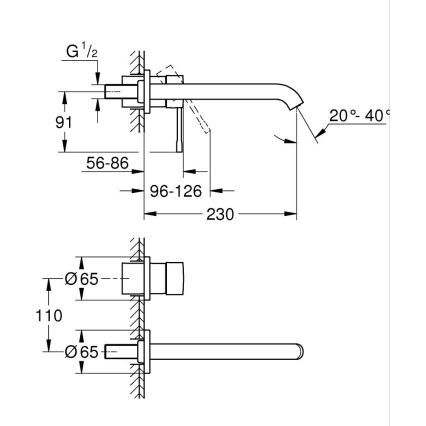 GROHE 19967AL1 - ESSENCE 230 mm kaksireikäinen pesuallosekoitin, grafiitti